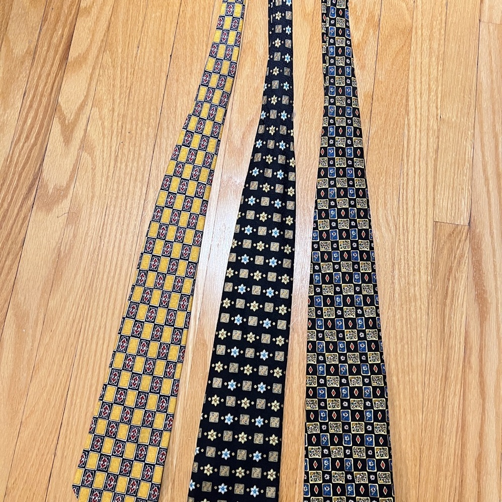 Elegant Patterned Ties Set - Black, Yellow, Gold